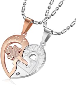 Allecto plus - Puzzelset halskettingen met hartjes - Tweelingen liefdesketting - Romantisch cadeau voor koppels - Vriend vriendin - Deelbare hartketting - Cadeau voor hem - Cadeau voor haar — thumbnail 1