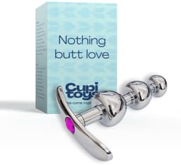 Cupitoys® Metalen buttplug - Zilver - Diamant paars - Anker - 3 beads - Sex toys voor vrouwen - Sex toys voor mannen - Buttplugs — thumbnail 1