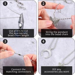 Stainless Steel Ball Chain - Silver Ball Chain met Matching Connectors - Chains voor Sieraden Maken - DIY voor Dog Tags, Halskettingen, Oorbellen — thumbnail 7