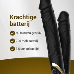 EZlove® Luxe Zwarte Vibrerende Dildo – Realistische Dildo met Eikel & Aders – 10 Vibratiestanden – Siliconen Dildo – Waterproof & Oplaadbaar – Dildo voor Vrouwen & Mannen – 22 cm — thumbnail 8
