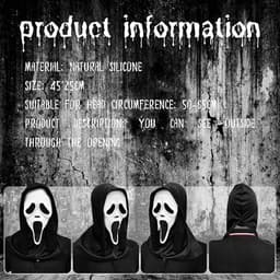 Halloween masker - Horror Spook Gezichtsmasker - Carnavalskostuum - Maskerademasker - Maskeradekostuum - Eng en Realistisch - Horror Siliconen Masker - Feestkostuum Hoofddeksel - Volwassen Masker voor Halloween - Zwart — thumbnail 4