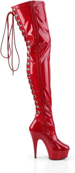 EU 39 = US 9 | DELIGHT-3063 | 6 Heel, 1 3/4 PF Back Lace Thigh Boot, Side Zip — thumbnail 8