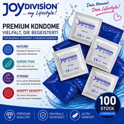 JOYDIVISION Premium condooms MIX - 100 stuks - Naturel, Geribbeld, Strong & Super Thin, 53mm, dermatologisch getest, natuurlijke stimulatie, veilig & comfortabel — thumbnail 2