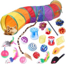 20 stuks kattenspeelgoed, kittenspeelgoed voor binnenkatten, kattentunnel Interactieve verenkraker Wandbal speelgoedset voor katten en katten — thumbnail 1