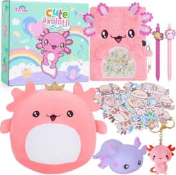 Cadeaus voor meiden: Axolotl Pluche Dieren, Dagboek, Balpen en Stickers — thumbnail 1