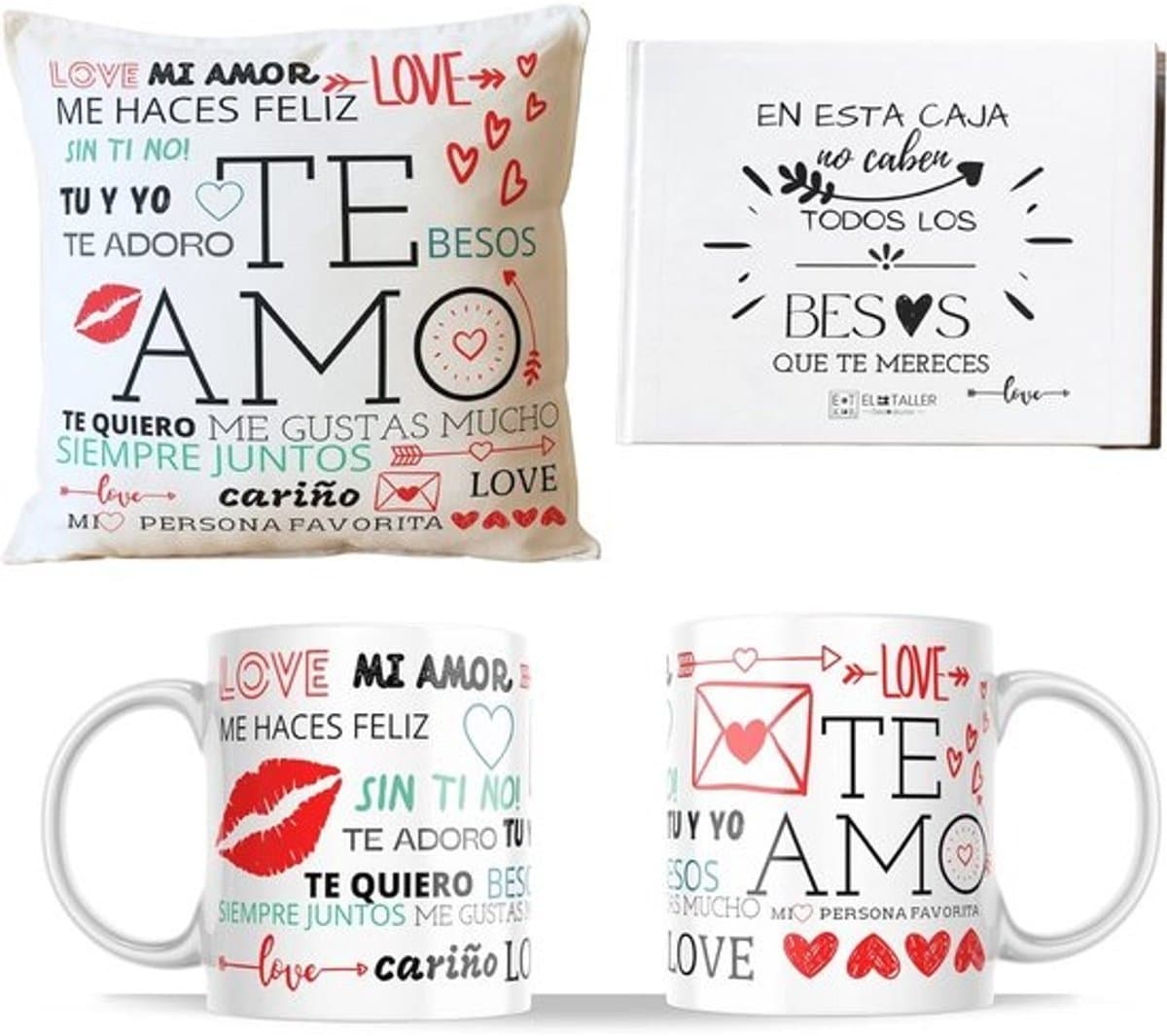Romantische cadeaus voor koppels - Kussen en Mok met Liefdesboodschappen - Originele Geschenken voor Valentijnsdag, Verjaardag en Jubileum — afbeelding 1
