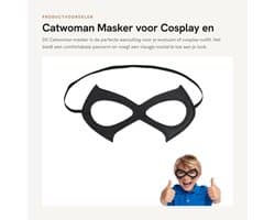 Dailygoods- Kattenmasker Zwart - Halve Gezichtsdesign - Leren Masker - Cosplay/Kostuum - Carnaval/Halloween - Comfortabele Pasvorm