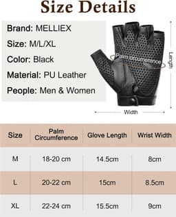 Handschoenen vingerloos, PU lederen anti-slip handschoenen met halve vingers voor heren dames motor rijhandschoenen — thumbnail 4