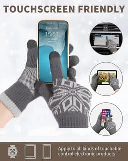 Handschoenen met fleece voering Thermische winterhandschoenen Heren dik warm Touchscreen handschoenen Stretched dikke gebreide handschoenen Thermische handschoenen Wintercadeaus Grijs — thumbnail 5