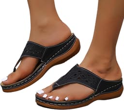 sleehakken voor dames | Teenslippers voor vrouwen met steunzool - Antislip casual pantoffels met dikke zool voor strandwandelingen Eastuy — thumbnail 4