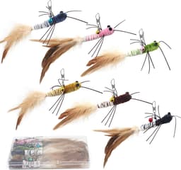 Vervangende kattentoverstaf - 6 stuks kattenwormspeelgoed navullingen, veren staart worm kattenspeelgoed, kattentoverstaf hulpstukken, kattenverenspeelgoed, kattenwiebelig speelgoed — thumbnail 1