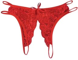 String - Lingerie - Open kruis - Kant - Slipje - Sexy lingerie - Lace - Peek-a-boo string - Ondergoed - Rood - One size (valt klein) - Jonyx — thumbnail 1