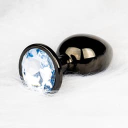 Shots - Ouch! OU809GUN - Round Gem Butt Plug - Medium - Gunmetal / Diamond — thumbnail 4