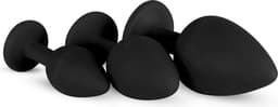 EasyToys - Siliconen Buttplug Set met Diamantjes - Siliconen - Buttplugs - Buttplug Set - Anal Plug - Sex Toys voor Vrouwen en Mannen - Seksspeeltjes - Butt Plug - Zwart — thumbnail 2