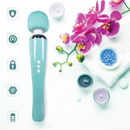 Sensual U - Elegance Wand Vibrator - Krachtige Clitoris Stimulator - 20 Standen - Fluisterstil - USB Oplaadbaar - Cyaan — thumbnail 5