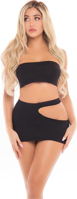 Pink Lipstick Lingerie Top en rok set FEMME SEAMLESS 2PC SET Zwart — thumbnail 1