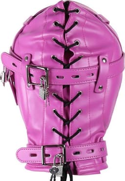 Banoch - Reticent Hood Hot Pink -Roze bondage masker van pu Leer | BDSM — thumbnail 5
