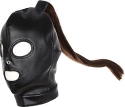 Banoch | Masker Pony Tail staart | zwart imitatie leer | Bondage play — thumbnail 1