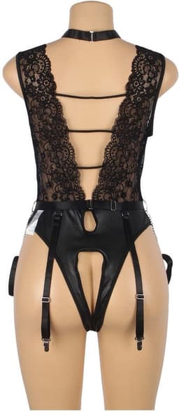 PleazureX kanten lingerie bodysuit met boeien - Sexy - Erotisch - BDSM - Maat XL/2XL — thumbnail 4