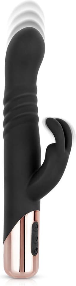 Rosy Gold - Rabbit Vibrator Met Stootfunctie - Zwart — thumbnail 1