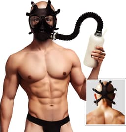 XR Brands - Inhaler Gas Masker Met Fles - Zwart & Wit — thumbnail 1