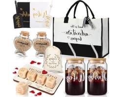 Cadeauset Koppels - Bruiloftscadeau - Huwelijksreis - 16 Delig - 400 ml Glazen - Wit Zwart Goud
