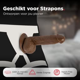 Rosebay Realistische Dildo 21 cm - Zachte Siliconen Dildo met Zuignap & Balzak - Dildo voor Mannen en Vrouwen - Bruin — thumbnail 5
