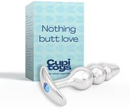Cupitoys® Metalen buttplug - Zilver - Diamant lichtblauw - Anker - Puntig beads - Sex toys voor vrouwen - Sex toys voor mannen - Buttplugs — thumbnail 1