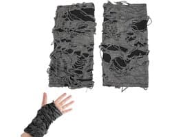 Handschoenen - vingerloze spinnenweb kanten handschoenen voor feestkostuum, gothic heksen kostuum accessoires, inclusief leren armband, perfect voor Halloween-party, rollenspellen en