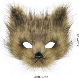Kunstbont vossenstaart kat wolf set pluche masker pluizige poot handschoenen Halloween kerstfeest voor vrouwen — thumbnail 3