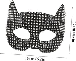 Masker - Kattengezicht Masker voor Vrouwen - Halfgelaats Cosplay Prop met Rijnsteentjes - Geschikt voor Halloween Gemaskerd Bal en Feest - Zwart - 1 Stuk — thumbnail 5