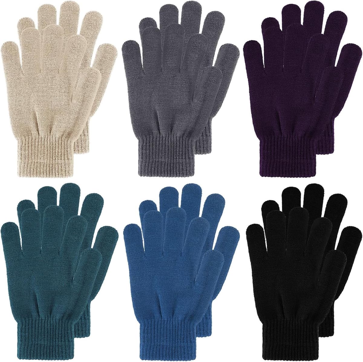 Handschoenen bulk pack winterhandschoenen volledige vingers stretch handschoenen voor volwassen mannen vrouwen, 6 kleuren — afbeelding 1