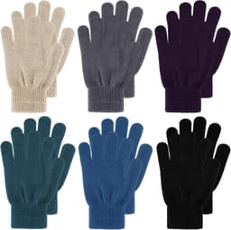 Handschoenen bulk pack winterhandschoenen volledige vingers stretch handschoenen voor volwassen mannen vrouwen, 6 kleuren — thumbnail 1