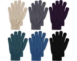 Handschoenen bulk pack winterhandschoenen volledige vingers stretch handschoenen voor volwassen mannen vrouwen, 6 kleuren