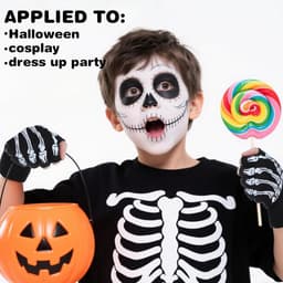Handschoenen, antislip, vingerloze bothandschoenen, halve vingerhandschoenen, skelet, gebreide skelethandschoenen, kostuumaccessoire voor Halloween, carnaval, cosplay — thumbnail 2