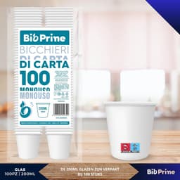 Bio Prime - Pack of 100 - Paper Water Cups 200 ml - Biodegradable Cups - for Hot Drinks, Water and Drinks - ShopVlot — thumbnail 3