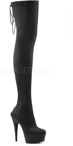 DELIGHT-3003 (EU 39 = US 9) 6 Heel, 1 3/4 PF Back Lace-Up Thigh Boot, Side Zip — thumbnail 1