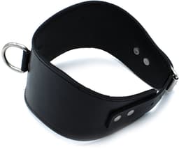 Kiotos - Gecontourde Zwarte Lederen Posture Collar met D-Ring — thumbnail 6