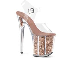 Pleaser - FLAMINGO-808G Sandaal met enkelband, Paaldans schoenen - Paaldans schoenen - 37 Shoes - Roze/Transparant