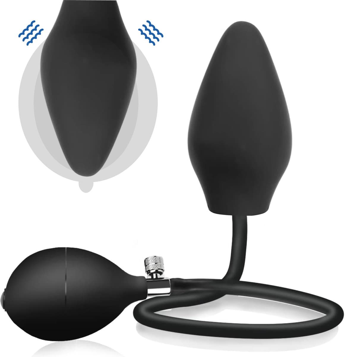 Opblaasbare butt plug - Opblaasbaar - Inflatable - Max 10cm dik - Zacht en flexibel BPA vrij - BDSM set - Zwart - Jespro — afbeelding 1