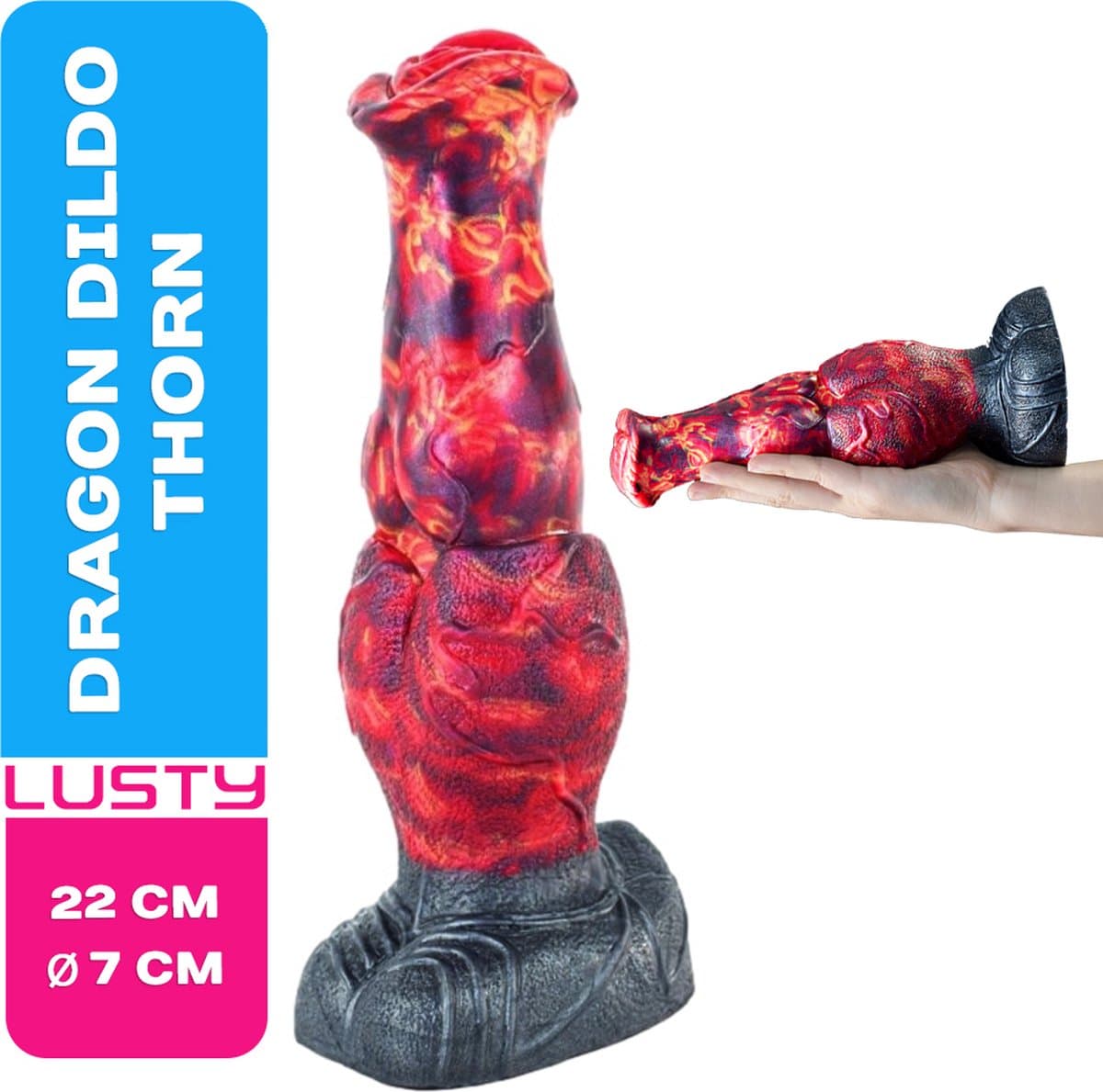 Lusty Dragon Dildo Thorn - 22 x 7 cm - Gemaakt van siliconen - Monster Dildo - Fantasy Dildo - Grote Anaal Dildo - Met Zuignap - Buigzaam Materiaal - XL Dildo - Seksspeeltje - Sex Toy — afbeelding 1
