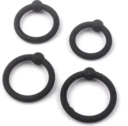 Quick Relief Quadruple Ring™ - Cockring - Set van 4 Cockringen - Penisring - Penisring Set - Siliconen - Extra Stimulatie - Ballstretcher - Zwart — thumbnail 3