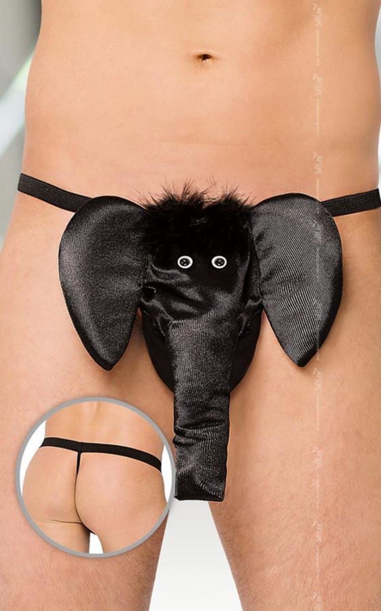 Softline Collection - Grappig olifanten string voor heren zwart S t/m L — afbeelding 1