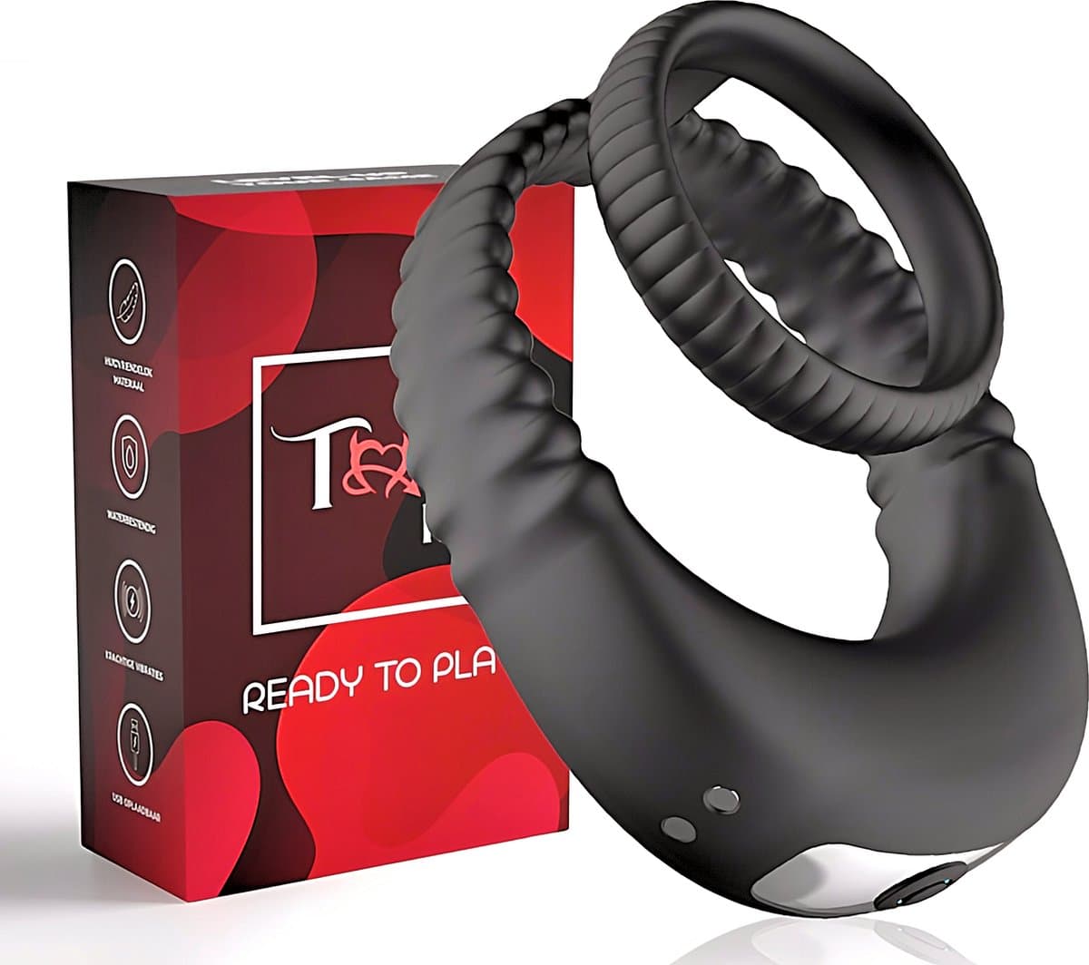 Toys Hub® Vibrerende Cockring - Incl. E-BOOK - 10 Vibraties – Met Opbergzakje - Penisring voor Mannen – Met Clitoris Stimulator - Cockring Vibrerend - Sex Toys Couples & Koppels — afbeelding 1