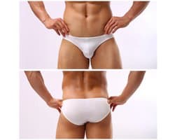 Sexy zwemslip mannen laag model - zwembroek - wit - maat M/L