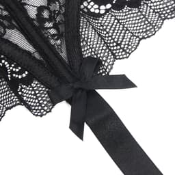 Zeloria Erotische Lingerie Jarretelgordel met Slip P5265 – Luxe Kant met Strikjes & Clips – Zwart – XS/S — thumbnail 4