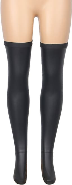 Zeloria Wetlook Kousen PU Leer – Zwart – Overknee Kousen met Stretch – Dames Stockings L-XXL — thumbnail 15