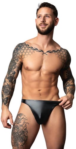Male Power Sexy Wetlook Bong Thong - Zwart - Maat L/XL — thumbnail 1