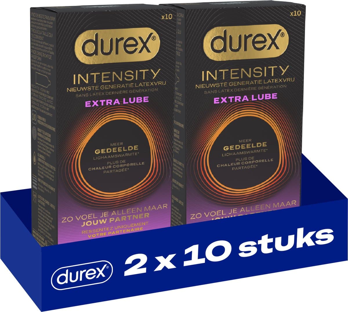 Durex Intensity Extra Glijmiddel Condooms - 10 stuks - Nieuwste generatie ultradunne, latexvrije condooms – Gedeelde lichaamswarmte x2 — afbeelding 1