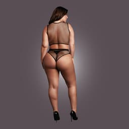 2 Pc Crop Top - Pantie and Fishnet Structure - OSX - Black — thumbnail 8